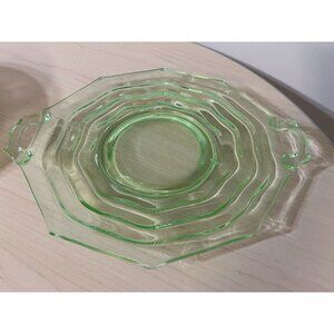 Vintage Imperial Uranium Green Depression Glass Cake/Dessert 11.5” Serving Plate